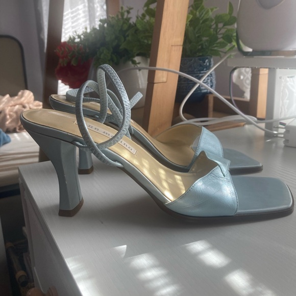 Ann Marino Baby Blue Leather Strap Heal - Picture 3 of 6